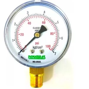 MANOMETRO 0-7 kgf/cm2 63MM S/GLICERINA ROSCA 1/4 (FAMABRAS)