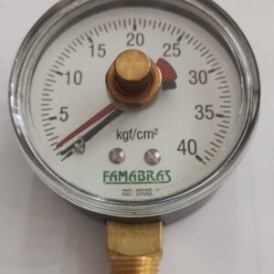 MANOMETRO RETO 2.1/2  ESCALA 0/40 KGF/CM² R.1/4 NPT CL B CX AÇO CARB PRETO INT LT SECO C/ PONTEIRO DE ARRASTE (FAMABRAS)